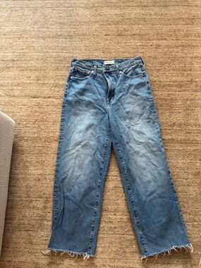 Madewell The Perfect Vintage Wide Leg Crop Jeans. Light blue